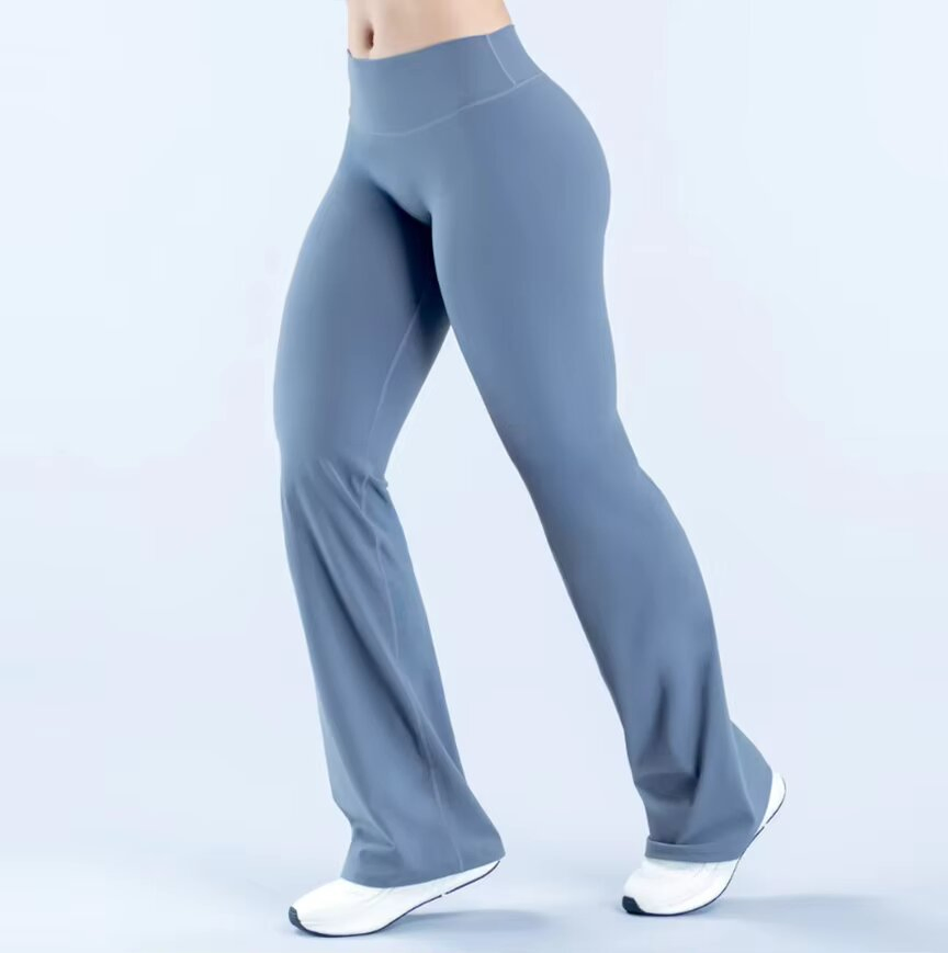 Customed Logo Women High Waist Butt Lifting Yoga Pants Loose Straight Leg Running Fitness Sports Outdoor Yoga Long Pants