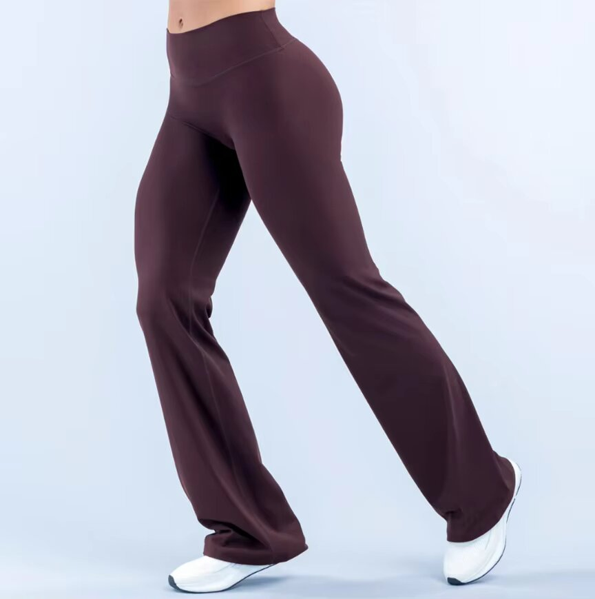 Customed Logo Women High Waist Butt Lifting Yoga Pants Loose Straight Leg Running Fitness Sports Outdoor Yoga Long Pants