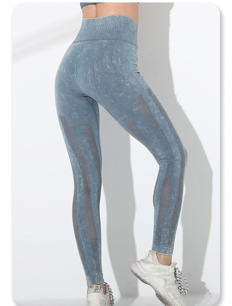 Water Washed Sports Tight Pants Women's High Waisted and Hip Lifting Yoga Wear Long Pants
