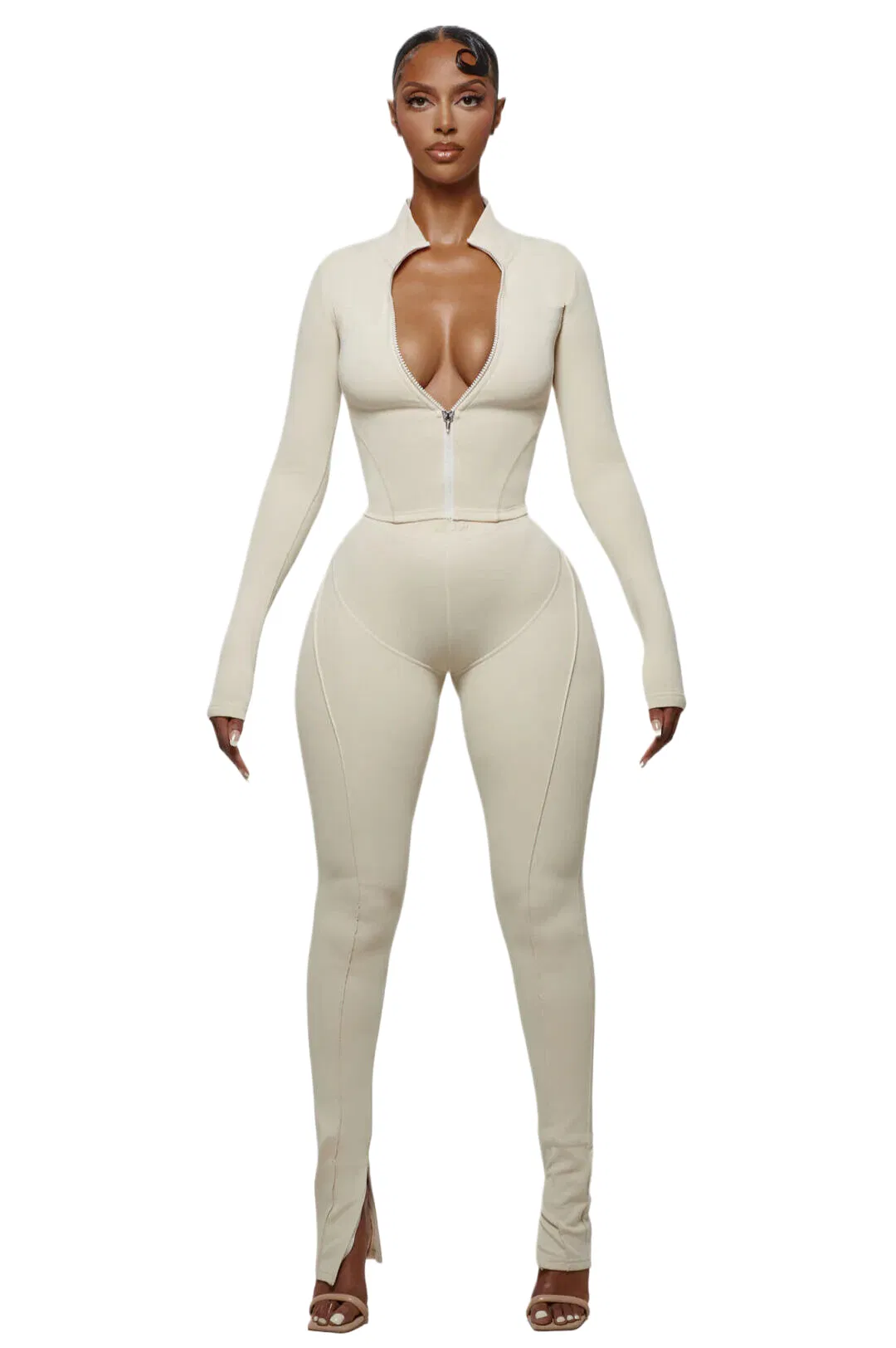 Ky Women Yoga Sets Wholesale Elastic Cropped Nylon Track Jacket Pants Plus Size