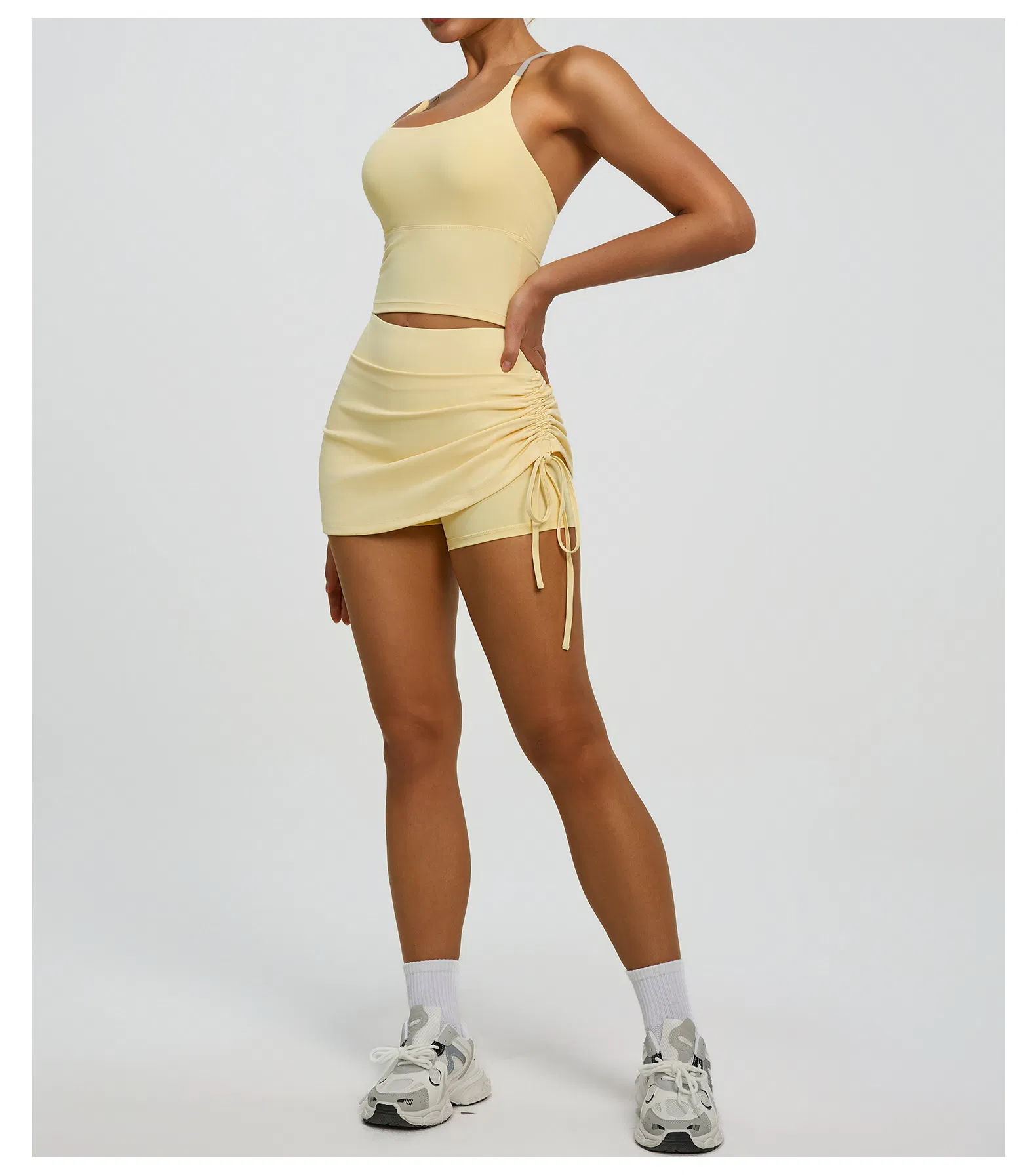 Summer Women Tight-Fitting Tops Yoga Fitness Breathable Skirts Sports Tennis Wear