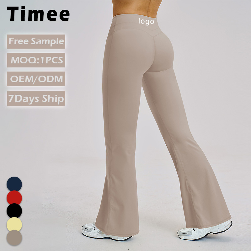 Women's Fitness Tight Pants for Toning The Buttocks Breathable High-Waisted Slimming and Shaping Wide-Leg Yoga-Style Flares