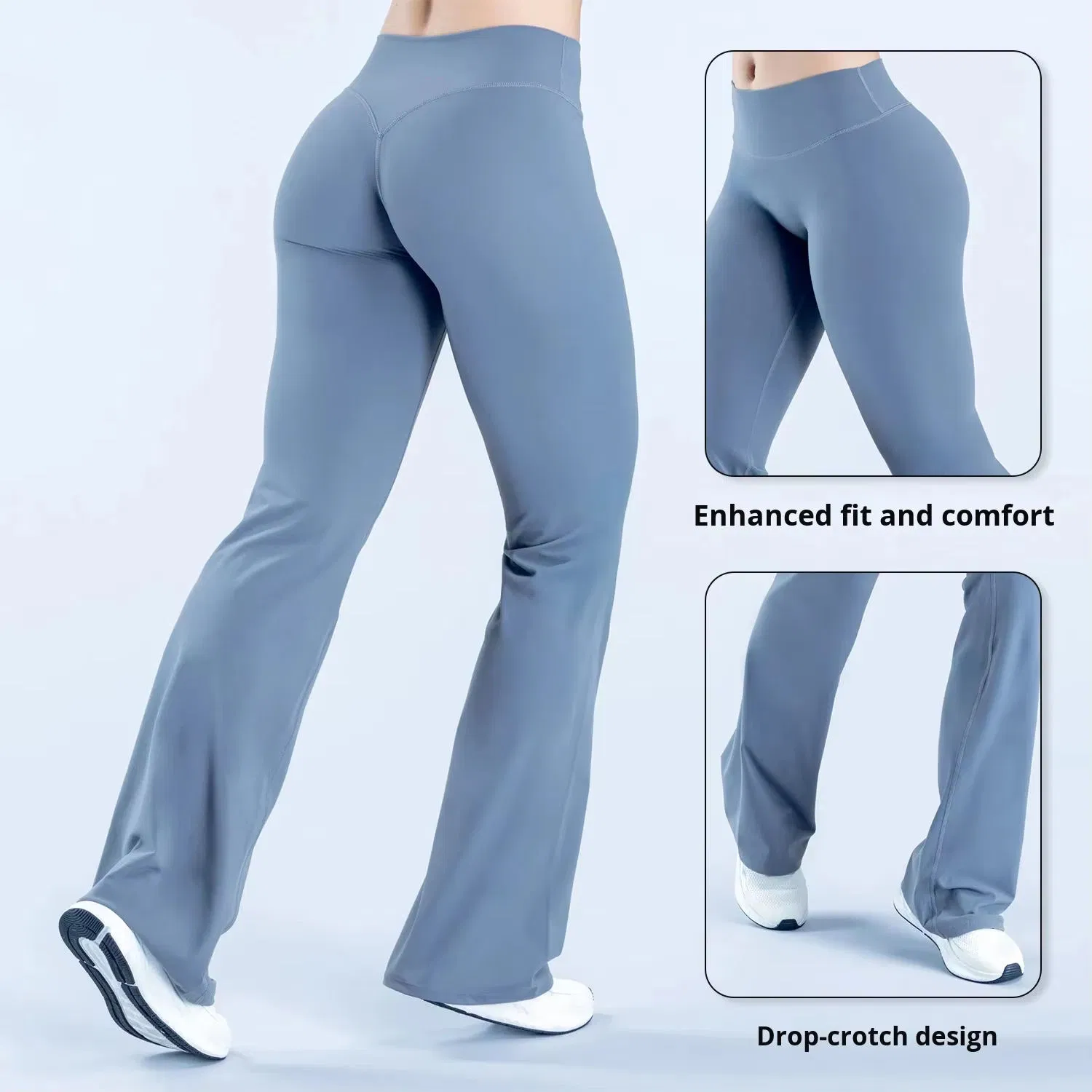 Customed Logo Women High Waist Butt Lifting Yoga Pants Loose Straight Leg Running Fitness Sports Outdoor Yoga Long Pants
