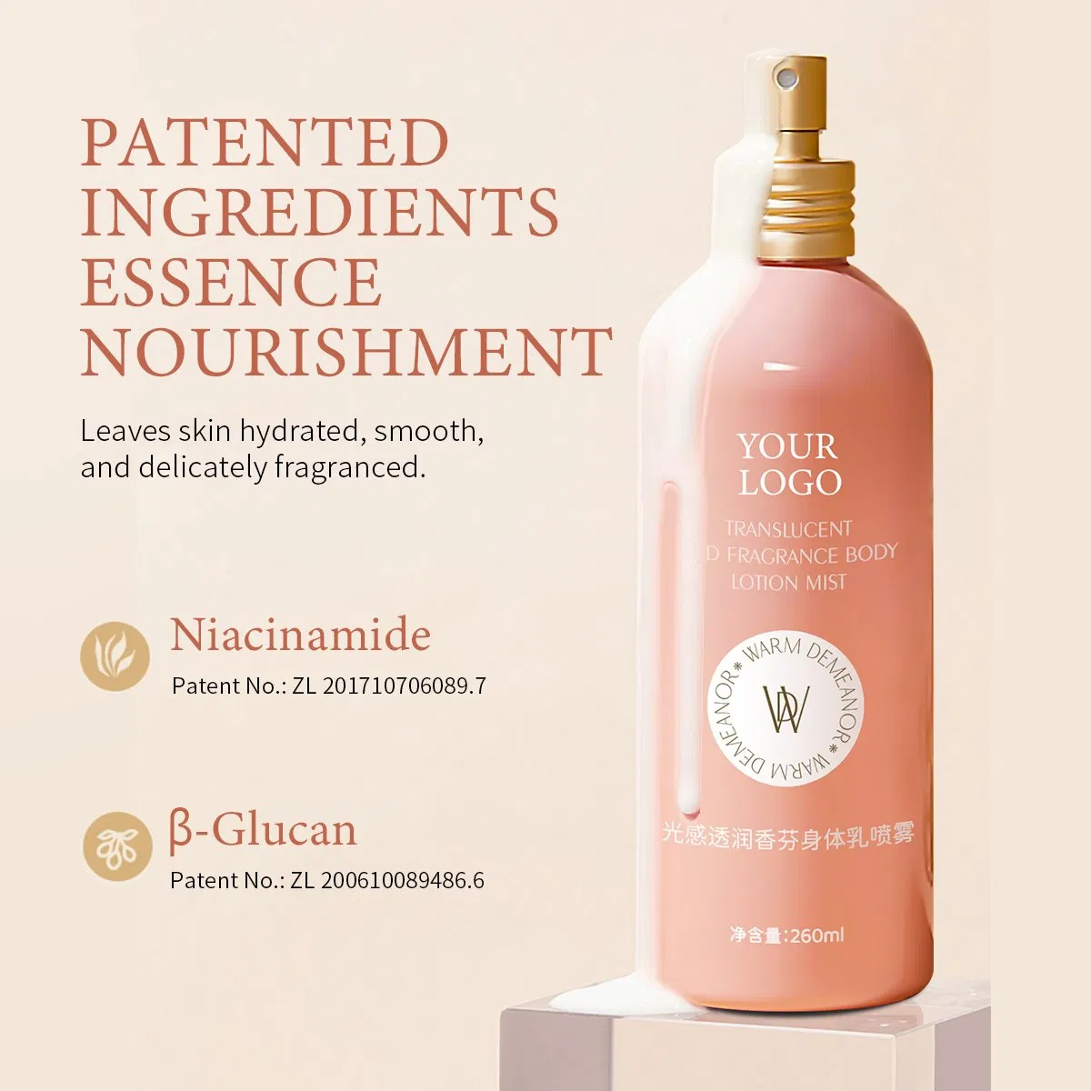 OEM/ODM Plant Extract Hydrating Body Lotion Spray Long-Lasting Fragrance