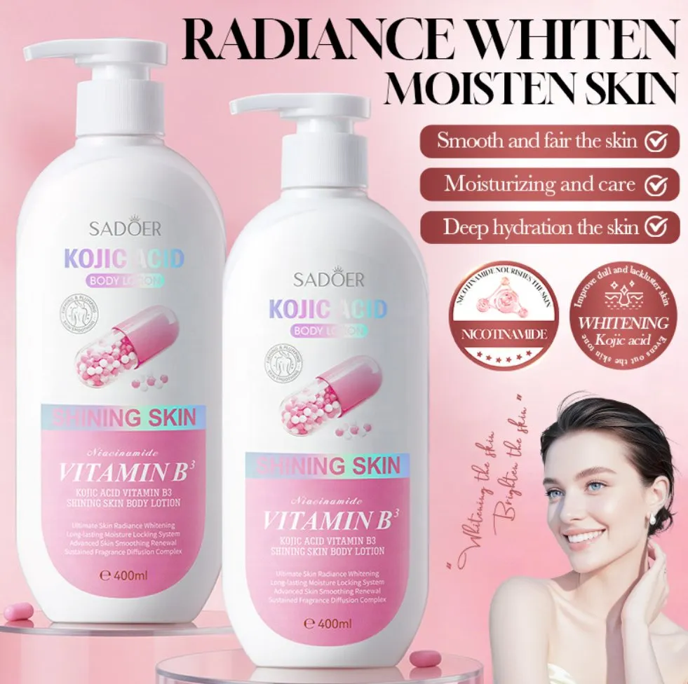 Kojic Acid Vitamin B3 Lotion Whitening Brightening, Firming and Hydrating Face Body Lotion 400ml Vc Ve Vitamin B3 Whitening Glowing Shining Body Lotion