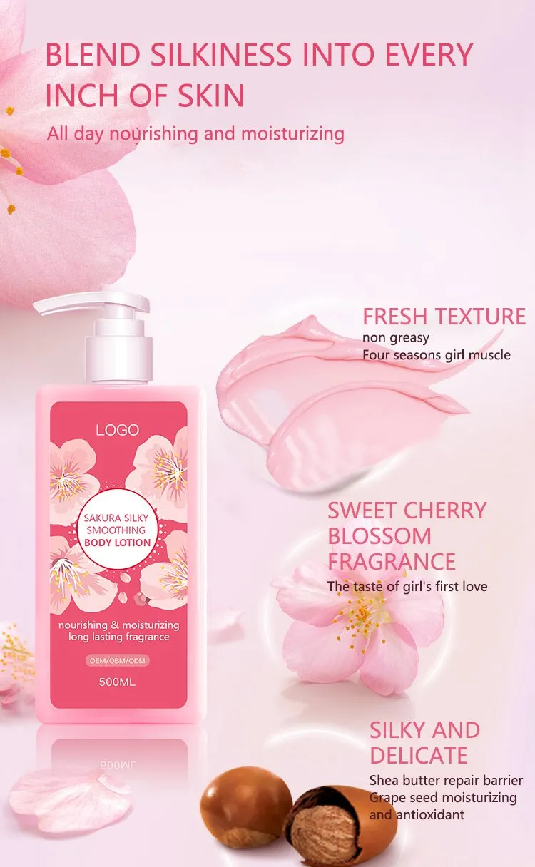 Body Care Private Label Custom Beauty Skin Care Long-Lasting Fragrance Dedicate Sakura Whitening Body Lotion