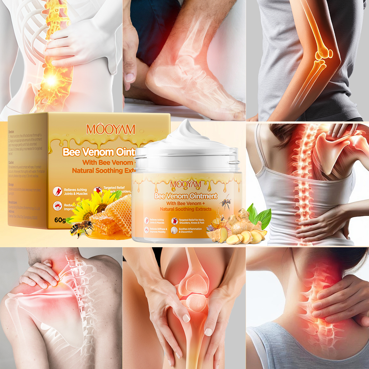 MOOYAM OEM Eco-Friendly Bee Venom Ointment Natural Muscle Relaxation Cream For Skin Care Neck Shoulder Knee Foot Stiffness