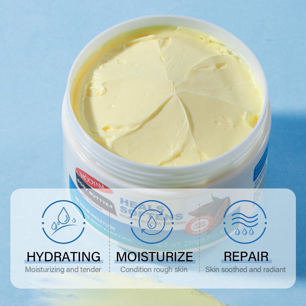 Private Label Korea Butter Shea Butter Body Vitamin E Cream Anti-dry Moisturizing Body Cream Whitening Vegan Body Lotion 250g