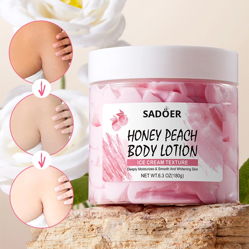 SADOER High Quality Ice Cream Texture Deeply Moisturizing &amp; Sommth Whitening Skin Cream Honey Peach Body Lotion