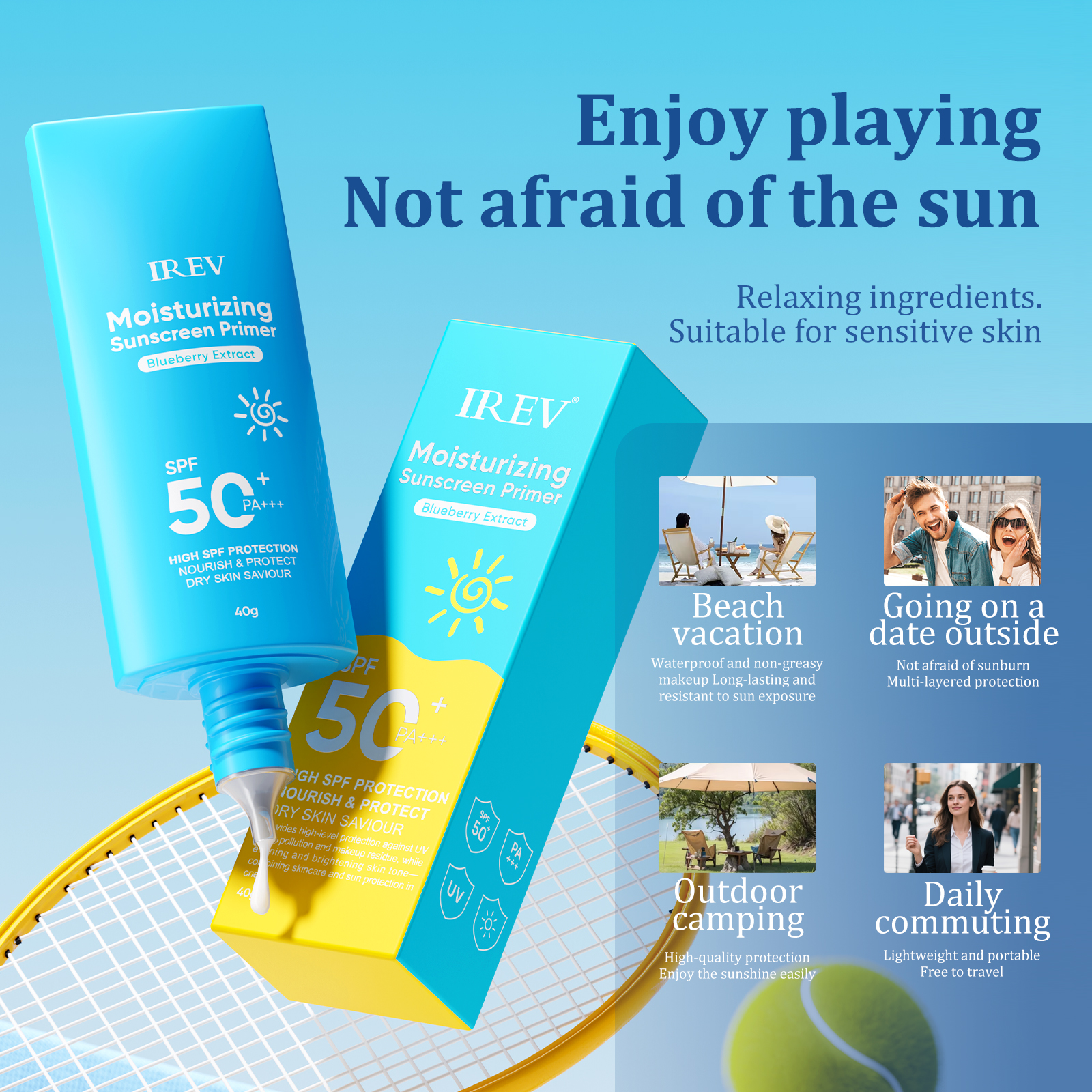 Private Label Daily SPF 50 Sunscreen Face Body Lotion Broad Spectrum Moisturizing Sunscreen with Blueberry