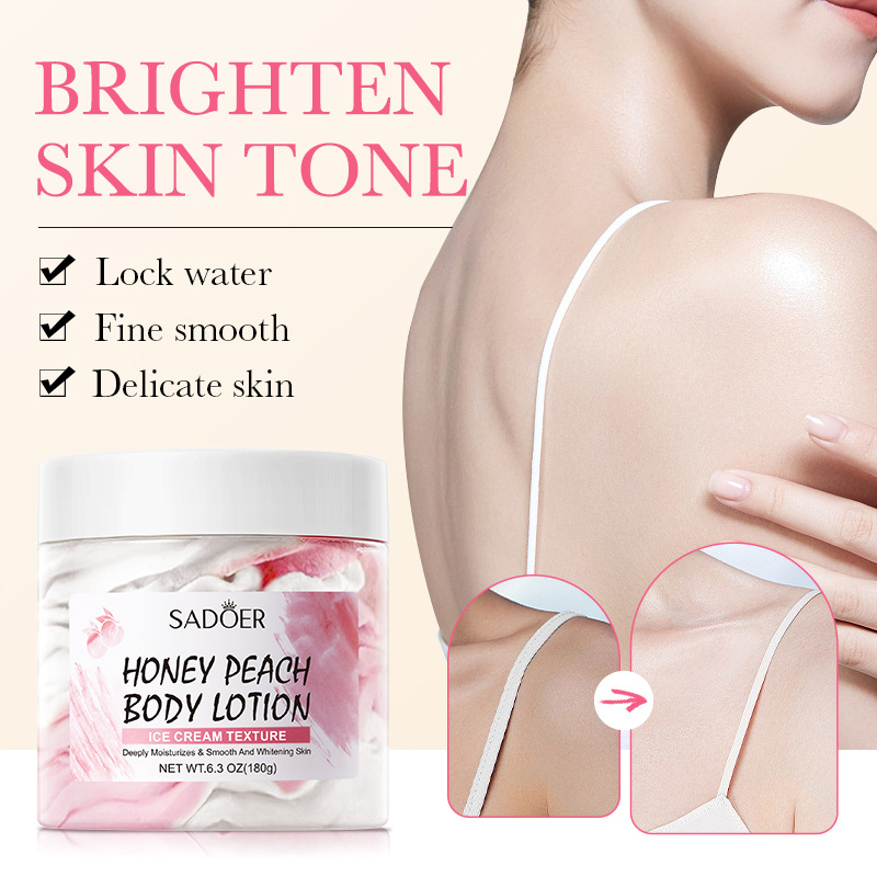 SADOER High Quality Ice Cream Texture Deeply Moisturizing &amp; Sommth Whitening Skin Cream Honey Peach Body Lotion