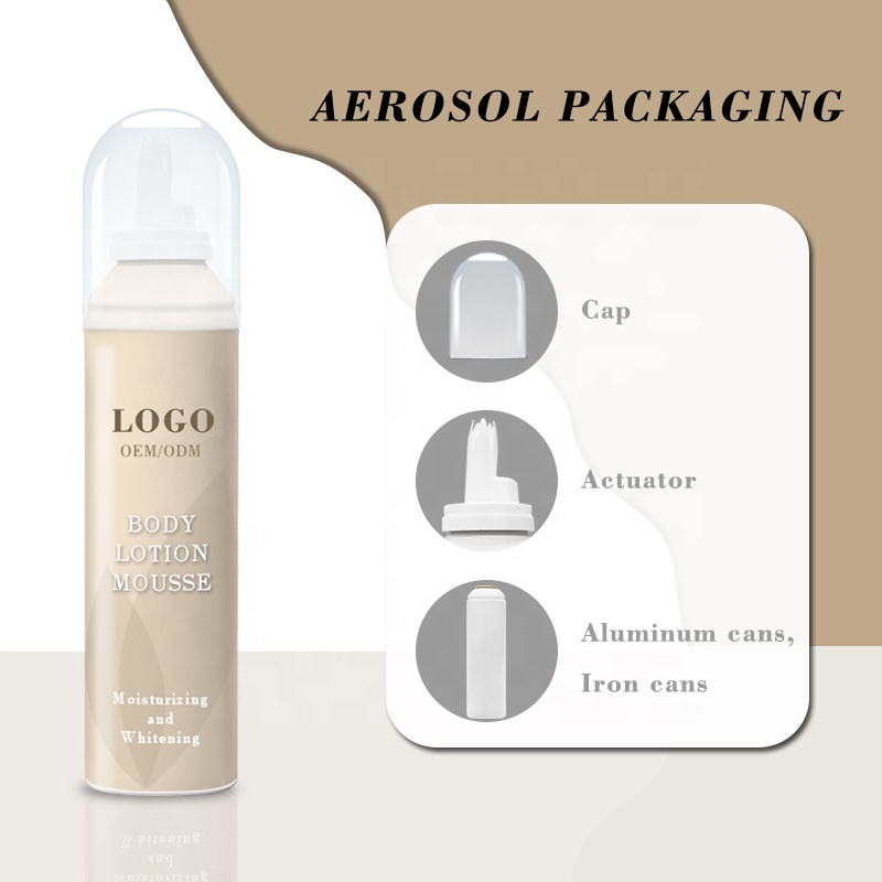 Vitamin E Shea Butter Aloe Vera Herbal Ingredients Moisturizing Body Milk Lotion Mousse for Whitening Aerosol Cosmetics Supply