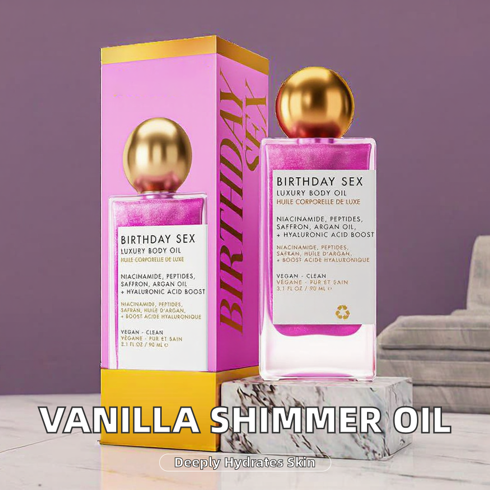 Factory Wholesale Luxury Vanilla Baby Lu Body Shimmer Oil Cross-Border Explosions Nourishing Moisturizing Smooth Vanilla Flash