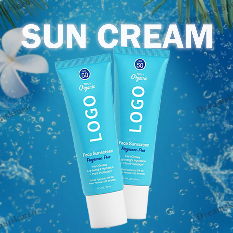 Private Label Organic Sunscreen Spf 50 Korean Centella Cream Lotion Uv Oem 50ml Skin Care Sunblock Moisturizing Face Body