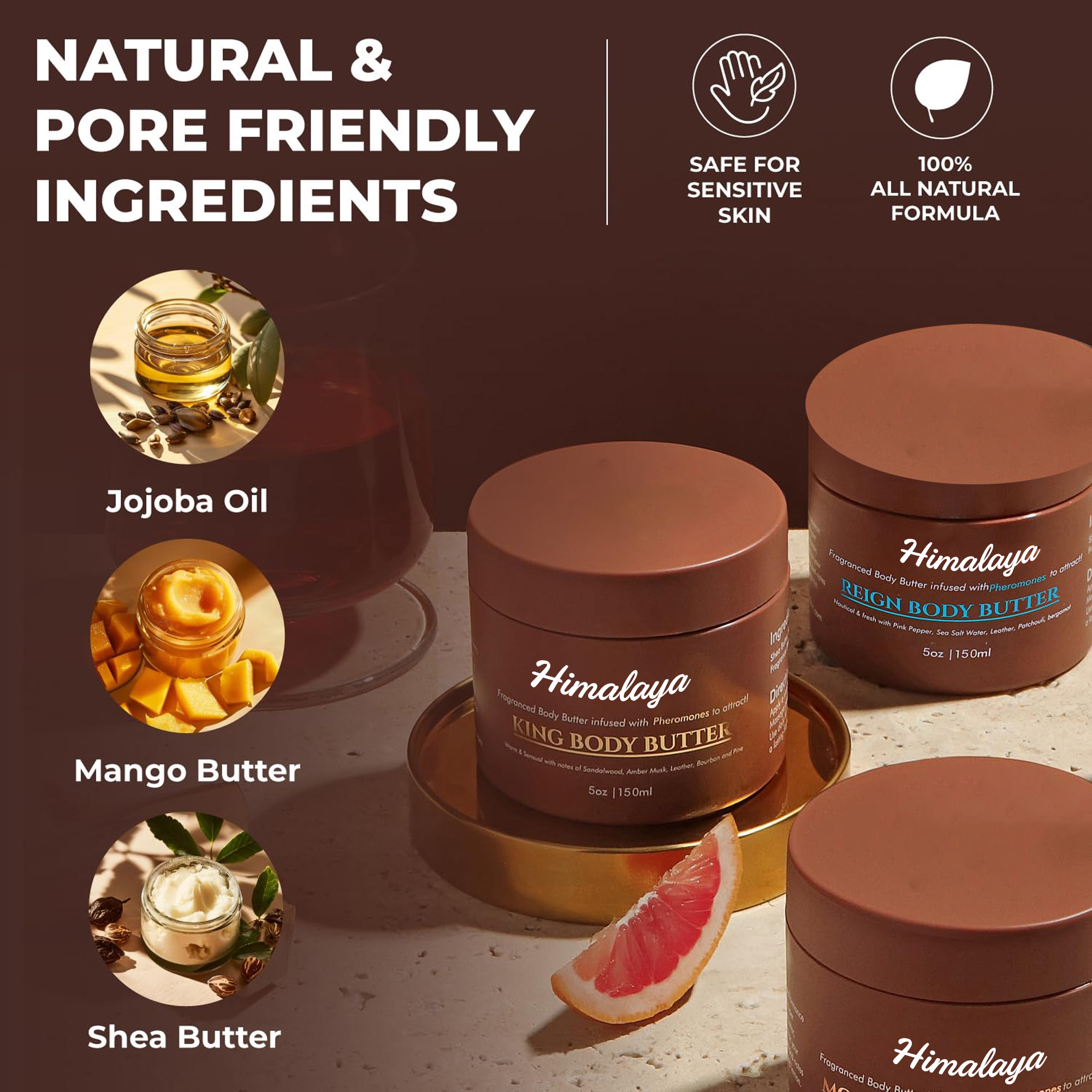 Sandalwood Body Butter Deep Moisturizing, Nourishing &amp; Soothing Skin Care With Natural Aroma For Soft Smooth Skin
