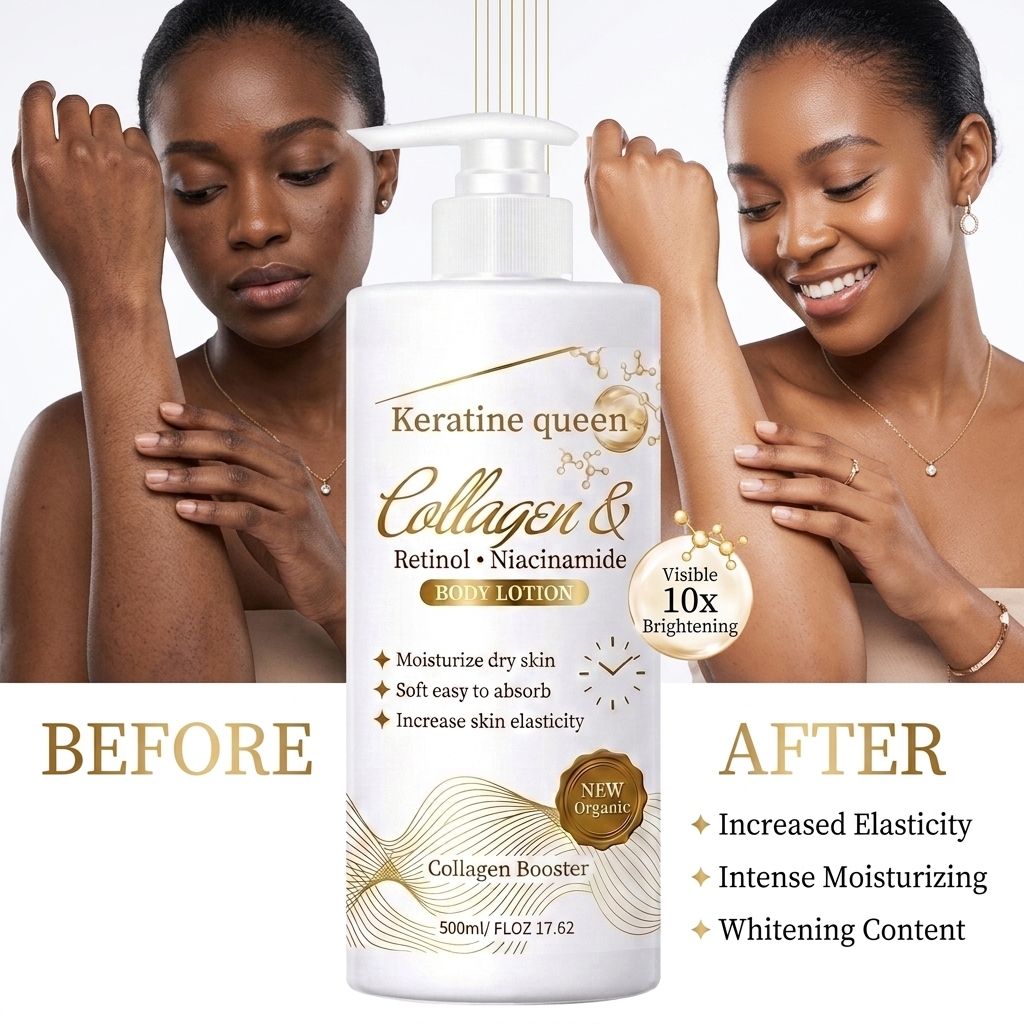 Natural African Skin Whitening Body Lotion 500ml Dark Spot Corrector Brightening Body Milk with Ceramides