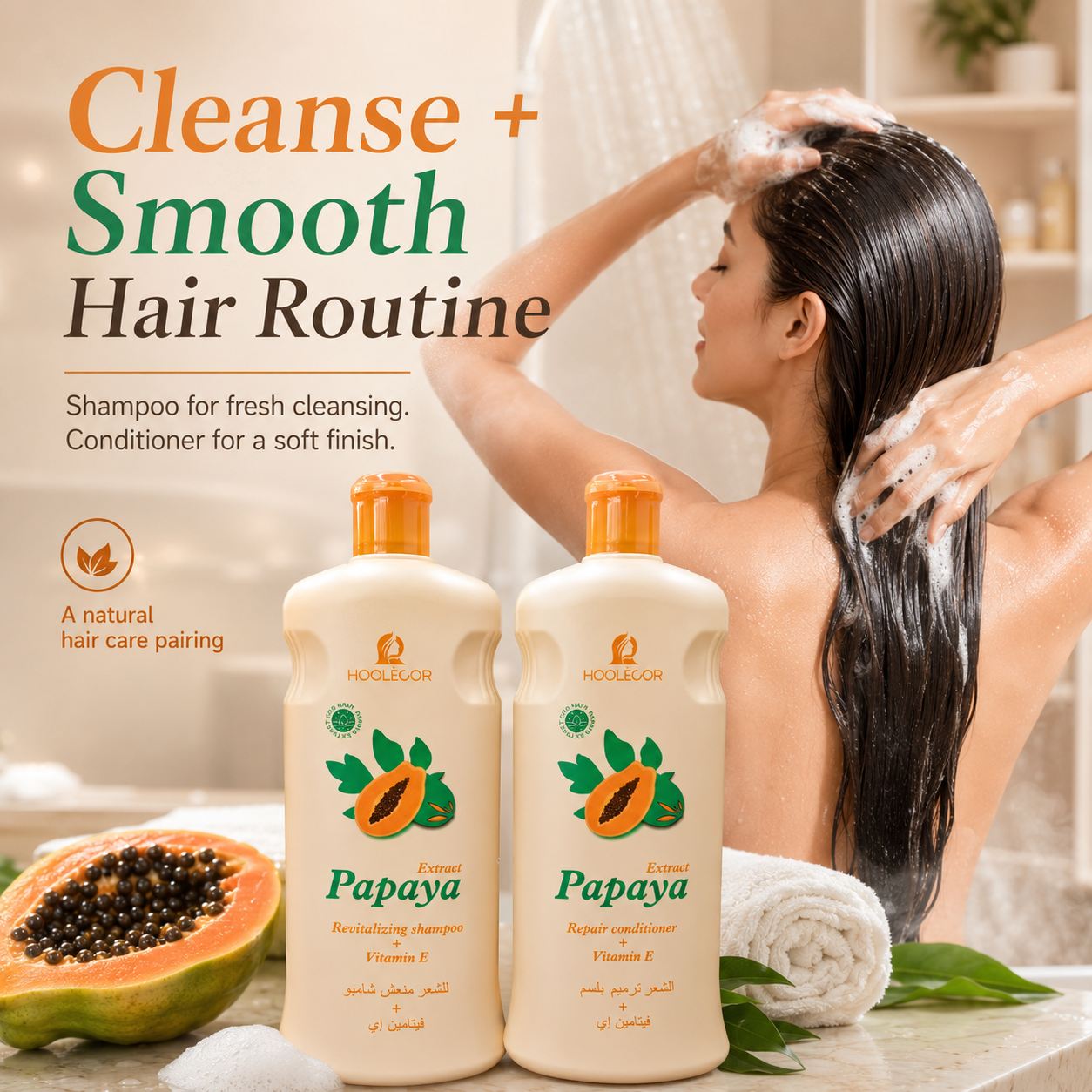 Papaya Extract Vitamin E Body Lotion Body Wash Shampoo Conditioner Set Wholesale Bath Body Hair Care Series Private Label