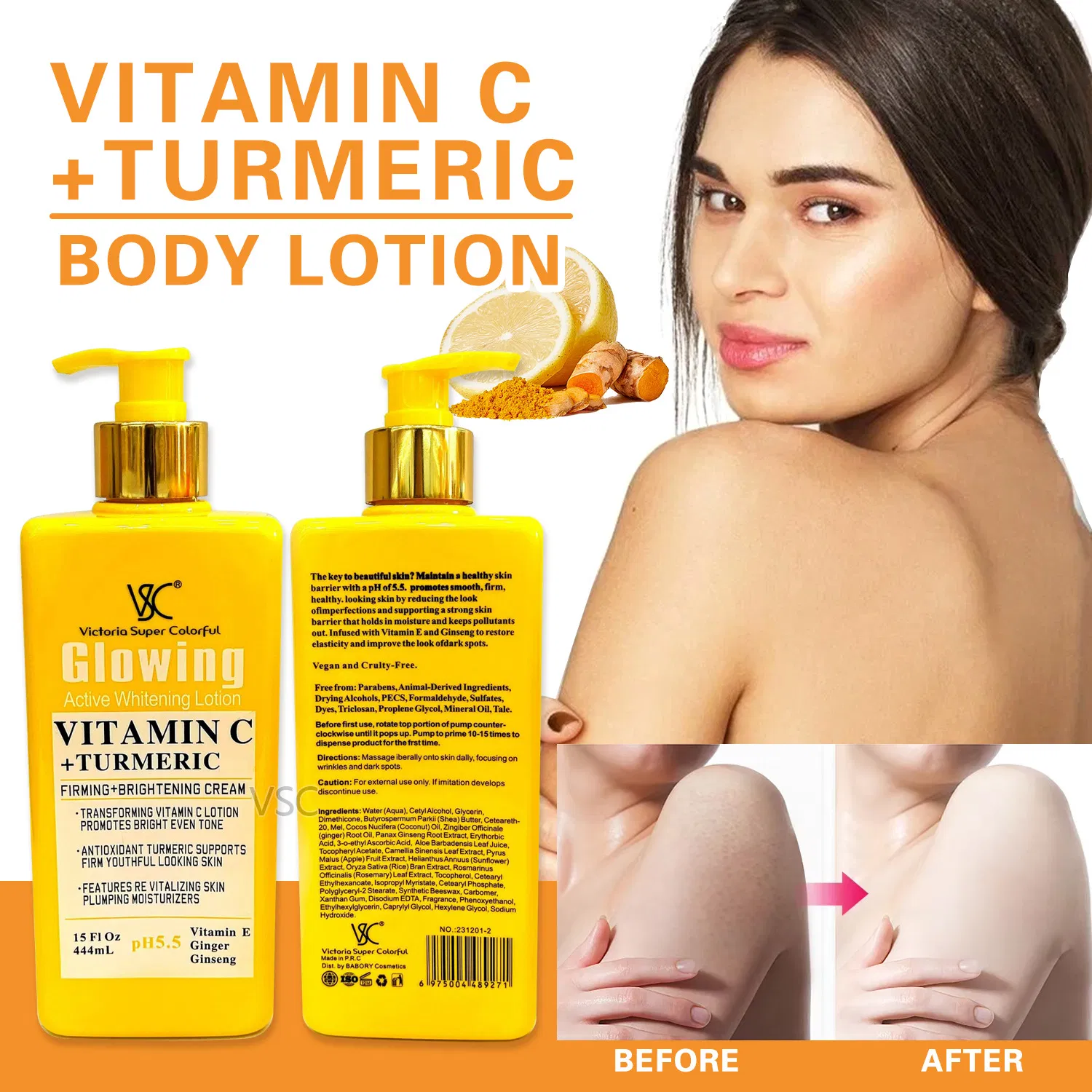 Professional Skincare Vitamin C Skin Brightening Cream Whitening Effective Body Lotion