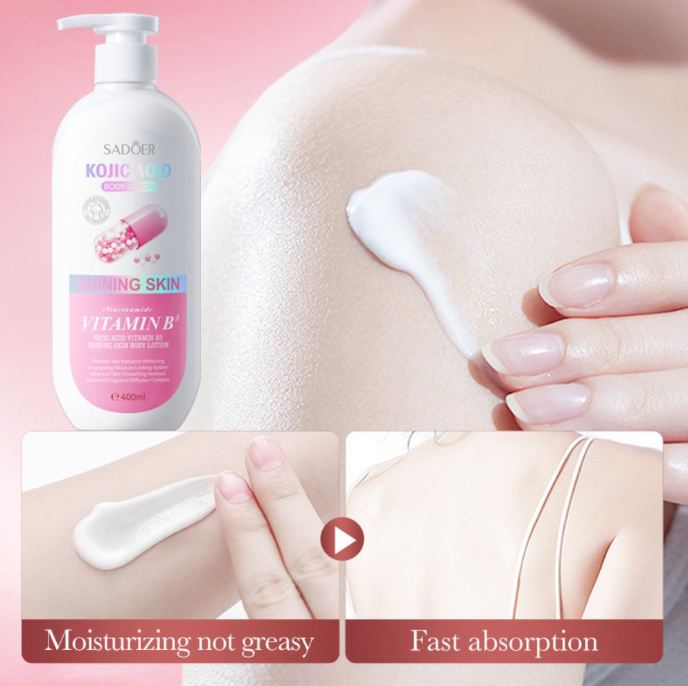 Kojic Acid Vitamin B3 Lotion Whitening Brightening, Firming and Hydrating Face Body Lotion 400ml Vc Ve Vitamin B3 Whitening Glowing Shining Body Lotion