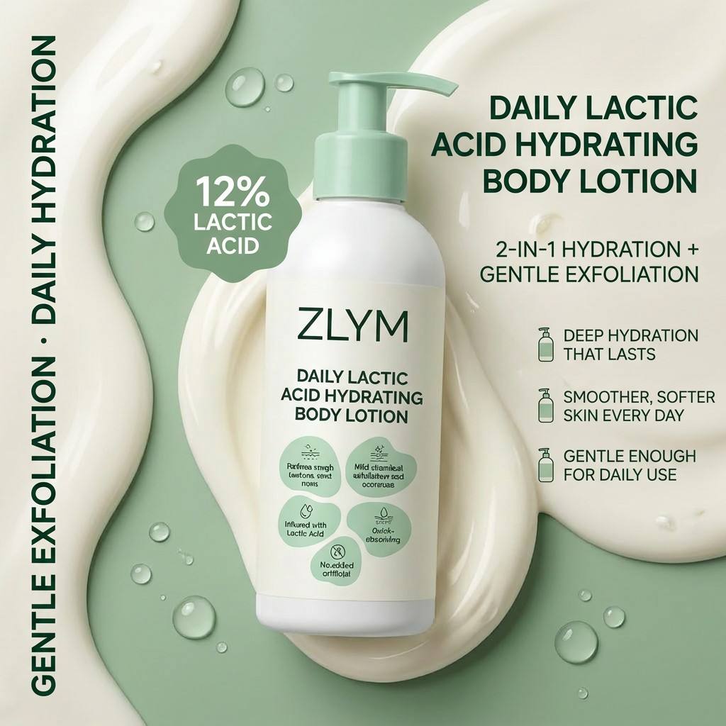 Sensitive Skin Body Lotion Lactic Acid AHA Gentle Exfoliating Fragrance Free Hydrating Smoothing Daily Moisturizer