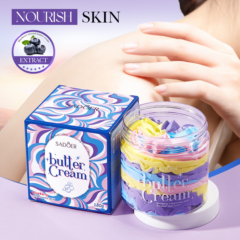 SADEOR Organic Vegan Fruit Rainbow Ice Cream Wipped Body Butters Moisturizing Whitening Rainbow Whipped Body Butter