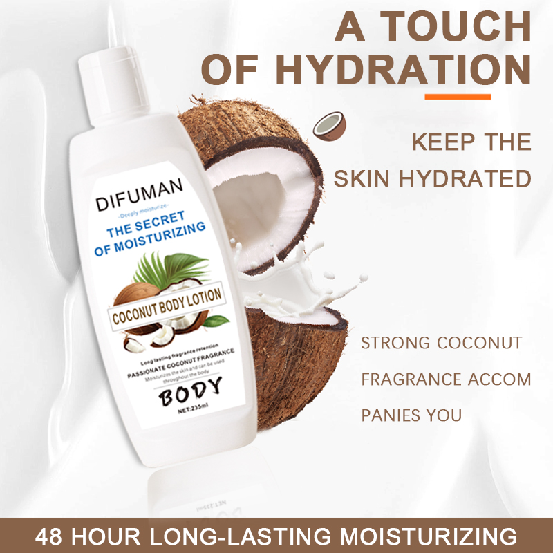 Private Label Coconut Body Lotion Brightening Moisturizing Lotion for Skin Care Body Shimmer Lotion Long Lasting Moisturizing
