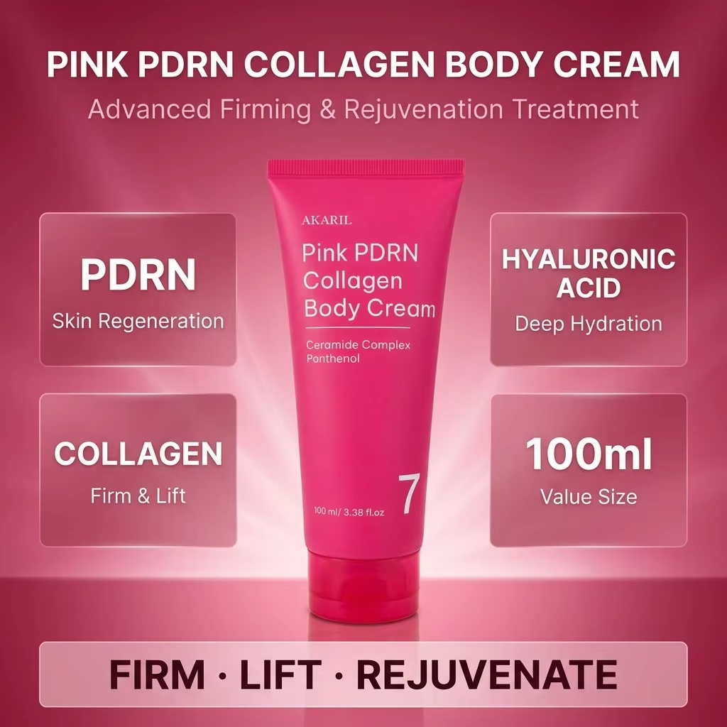 Pink PDRN Collagen &amp; Hyaluronic Acid Firming Anti-Aging Whitening Body Lotion 100ml for Crepey Sagging Skin