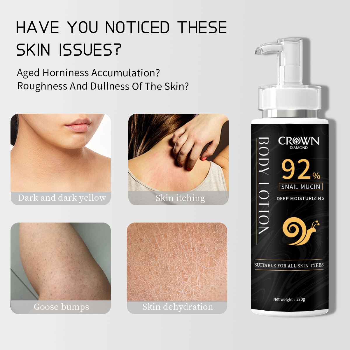 Custom Logo Korean Natural Organic Snail Whitening Cream Moisturizing Glow Lighting Firming Anti Aging Skin Care Body Lotion