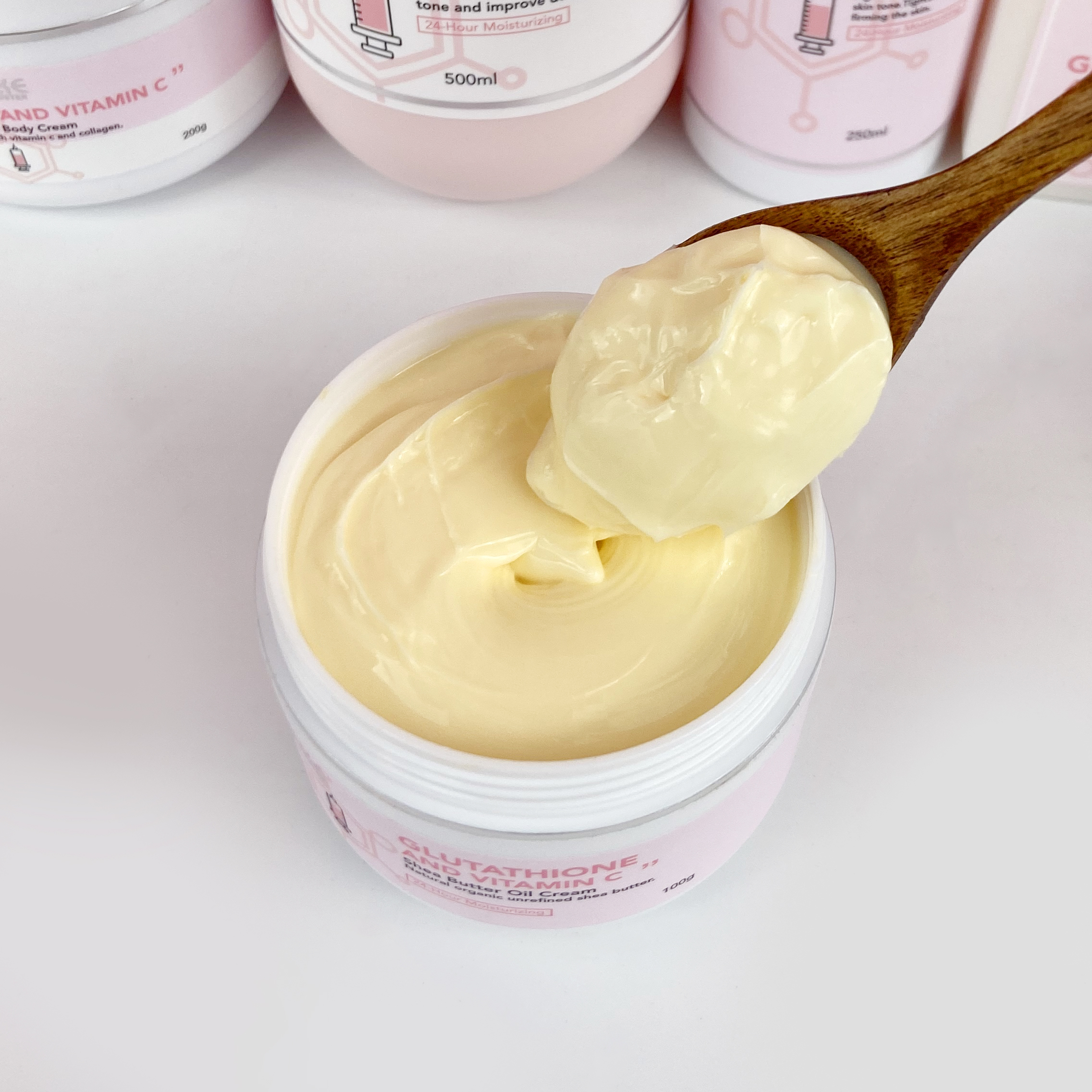 Private Label Organic Shea Butter Herbal Tranexamic Acid Peptides Body Cream 24-Hour Whitening Moisturizing Lotion 100g Vegan