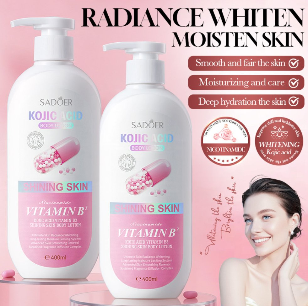 Kojic Acid Vitamin B3 Lotion Whitening Brightening, Firming and Hydrating Face Body Lotion 400ml Vc Ve Vitamin B3 Whitening Glowing Shining Body Lotion