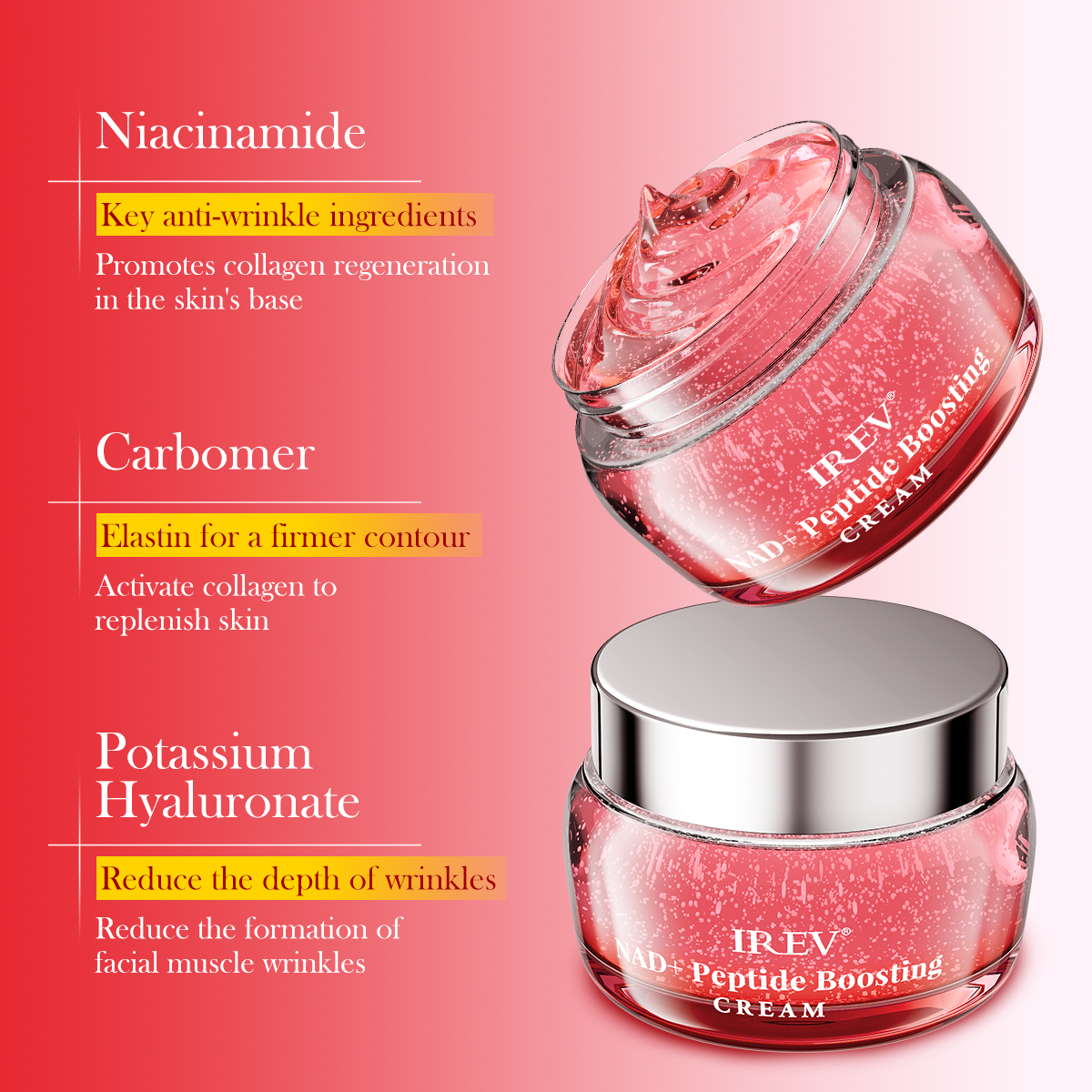 OEM NAD+ Peptide Boosting Cream Anti-Aging Korean Skincare Face &amp; Body Cream Firming Lifting Pink Neck Cream For Sagging Skin