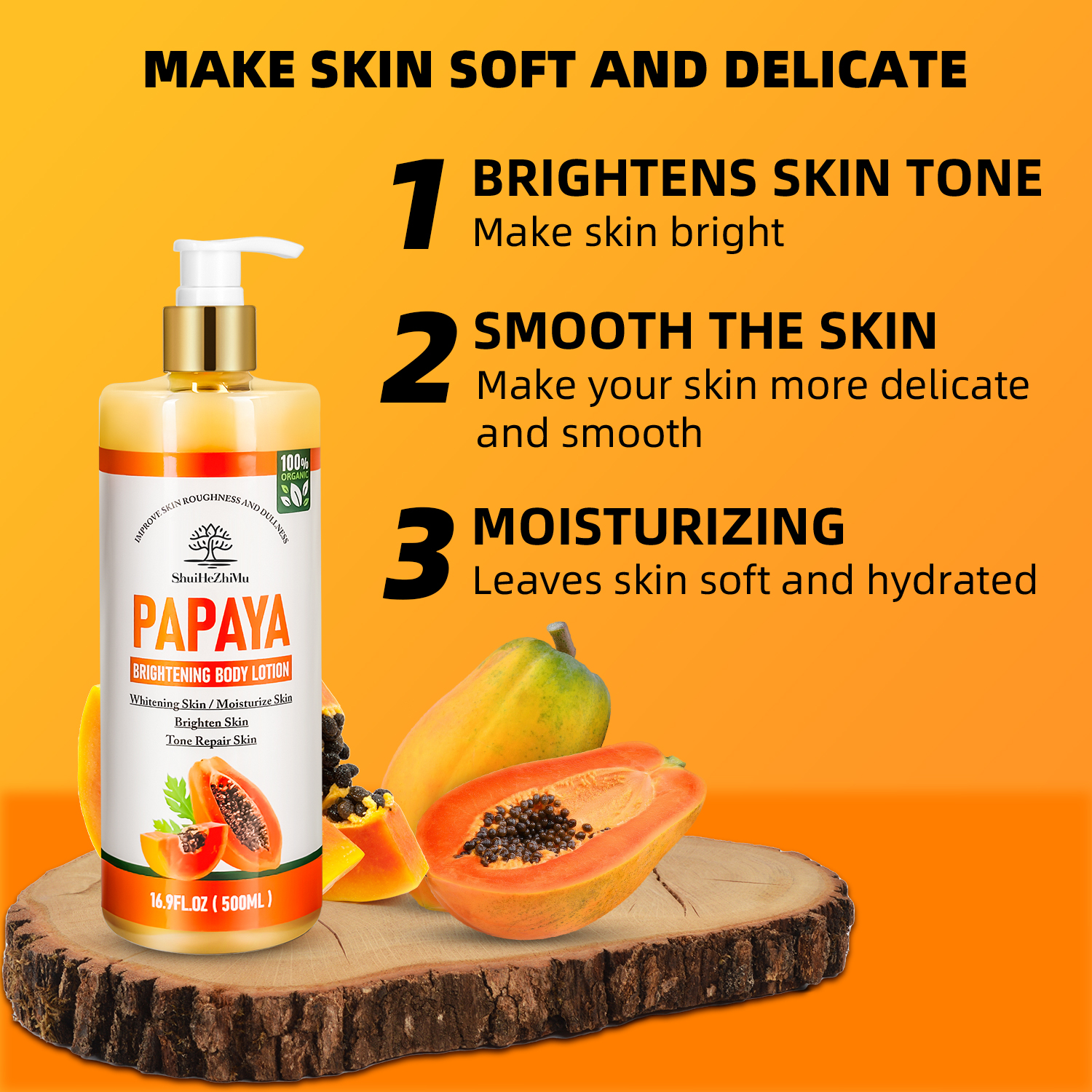 Skincare Products Organic Papaya Whitening Body Lotion Collagen Hyaluronic Acid Anti-wrinkle Body Lotion