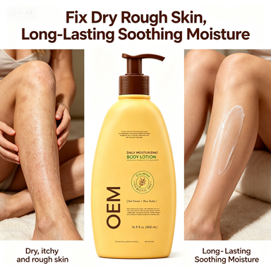 Prebiotic Oat Calming Body Lotion With Raw Shea Butter | 24HR Deep Hydration For Dry Itchy Rough Skin, 16.9 FL OZ / 500mL