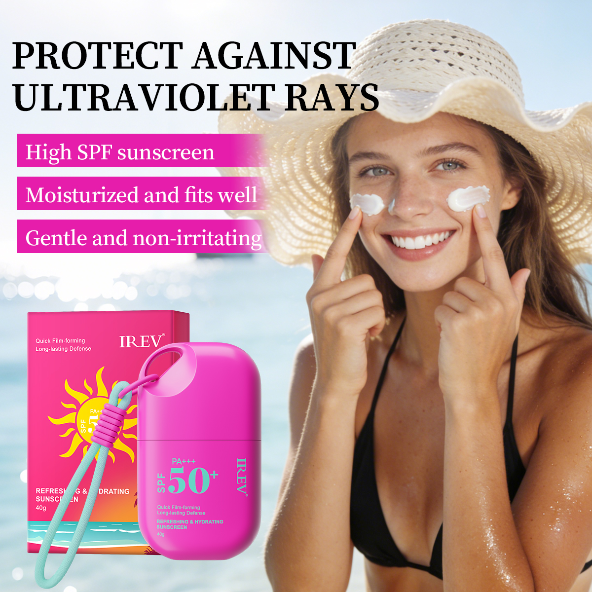 Hydrating Face Sunscreen Lotion SPF 50 Broad Spectrum Protection 24 Hour Hydration Water Resistant Sunscreen