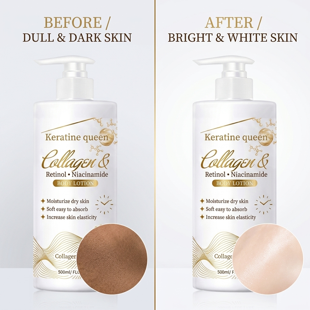 Natural African Skin Whitening Body Lotion 500ml Dark Spot Corrector Brightening Body Milk with Ceramides