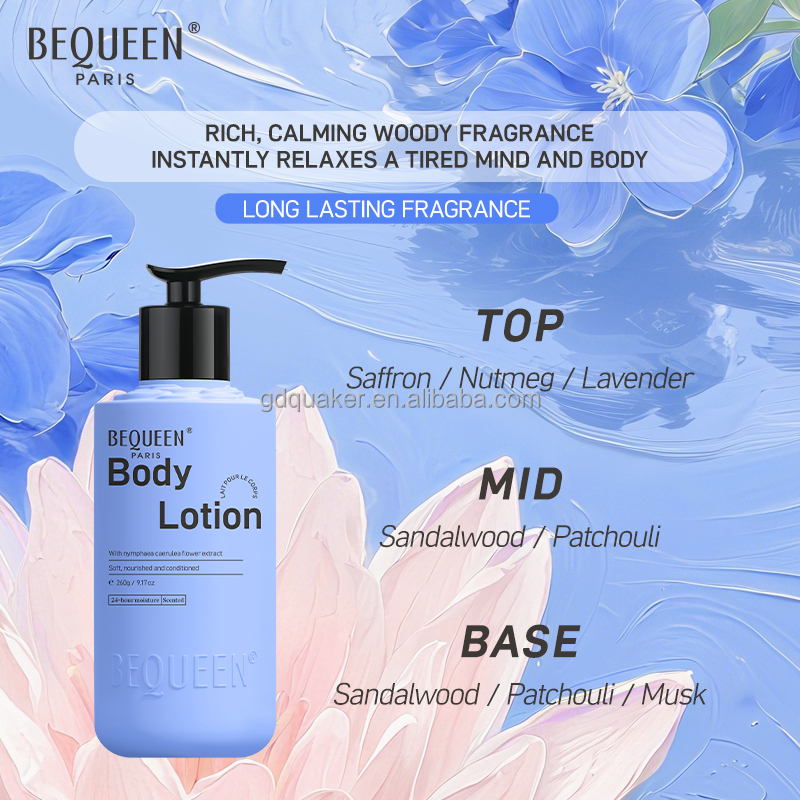 BEQUEEN Blue Lotus Brighten Moisturizer Nourish Repair Reduce Dryness Long Lasting Fragrance Luxury Body Lotion