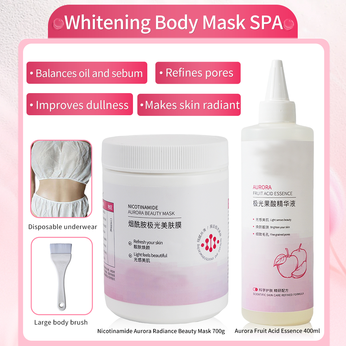 Fruit Acid Body Skin bleach Aha Exfoliation Corporal Serum Mandelic Acid Peel + Niacinamide Whitening Body Lotion for Spa Care