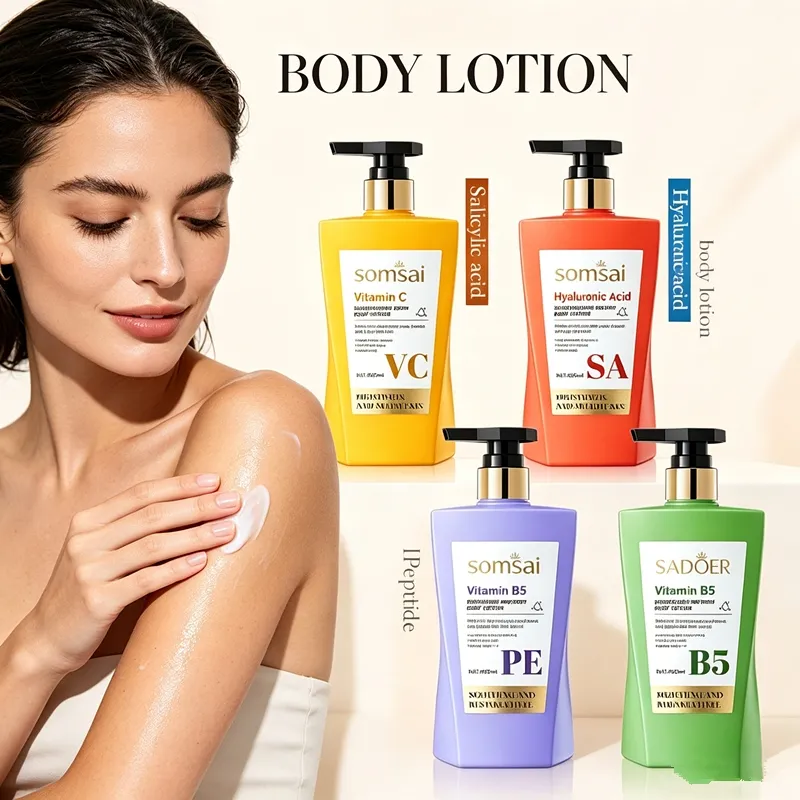 China Factory 5 Formulas Body Lotion Vitamin C Salicylic Acid Hyaluronic Acid Peptide B5 Moisturizing Cream OEM ODM Private Label Custom Logo