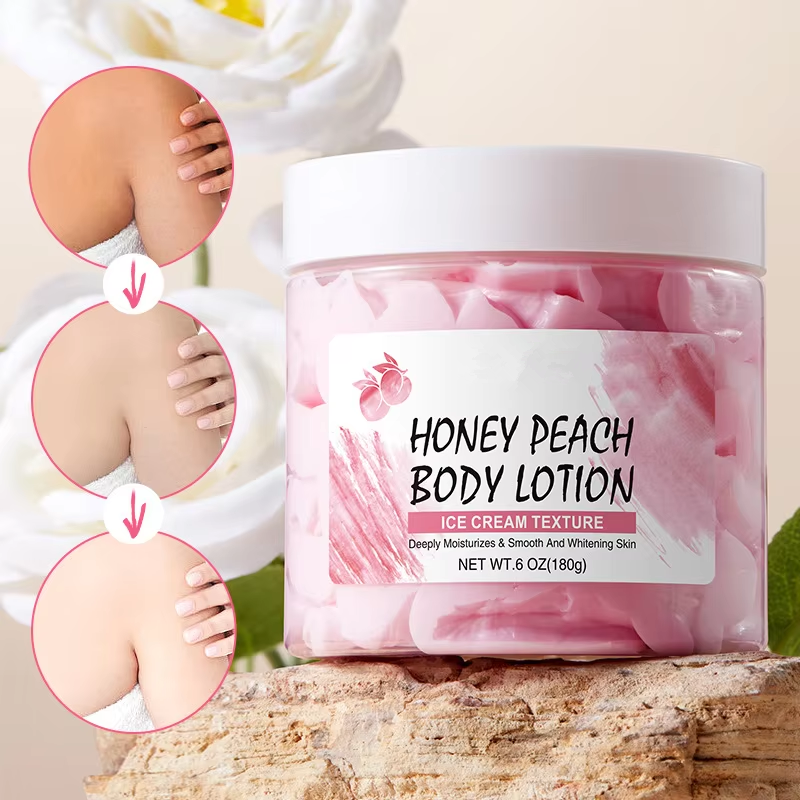 OEM/ODM New Arrival Peach Ice Cream Texture Honey Body Milk 180g Moisturizing Nourishing Whitening Skin Lotion Wholesale