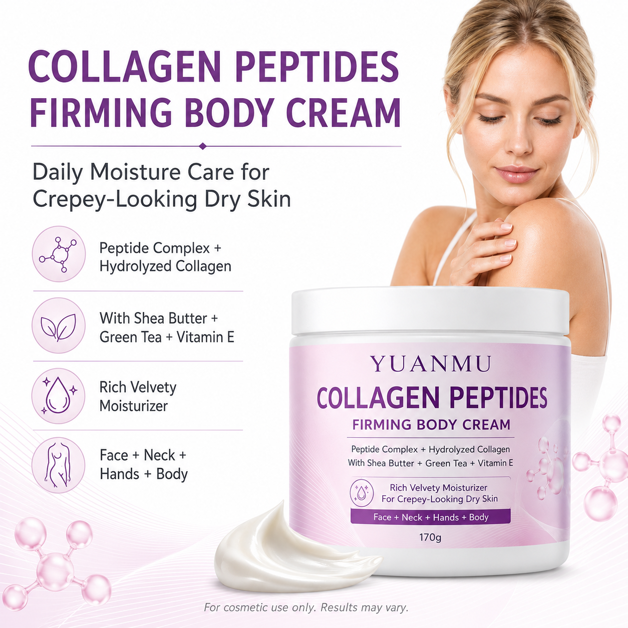 Wholesale Organic Fresh Firming Brightening Anti Wrinkle Hydrating Lightening Moisturizing Collagen Peptides Body Cream