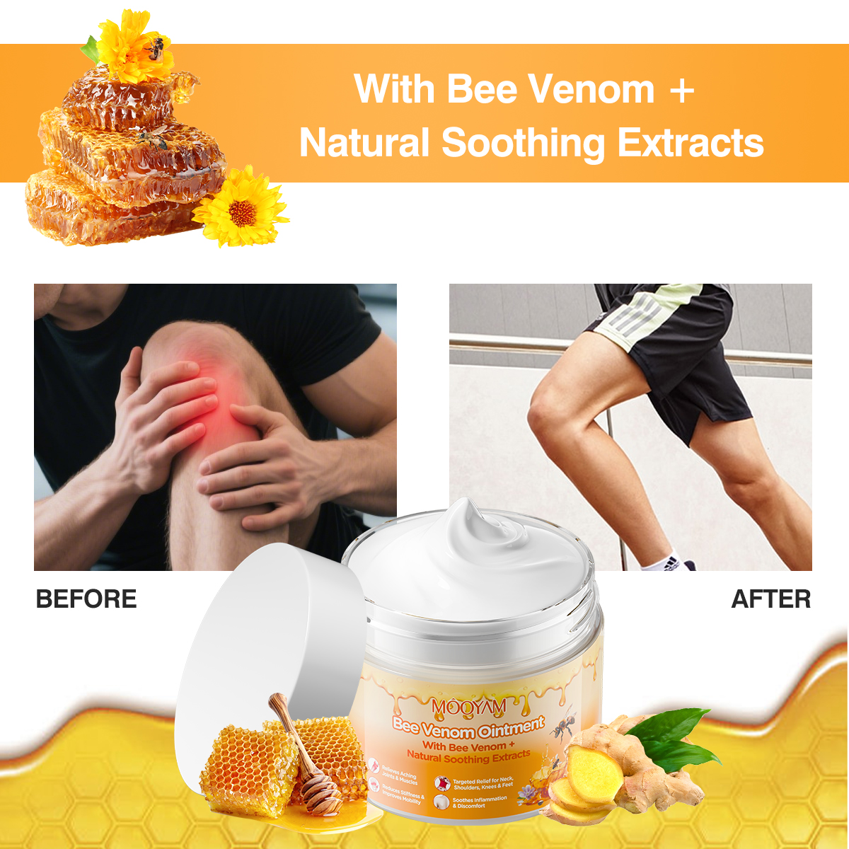 MOOYAM OEM Eco-Friendly Bee Venom Ointment Natural Muscle Relaxation Cream For Skin Care Neck Shoulder Knee Foot Stiffness