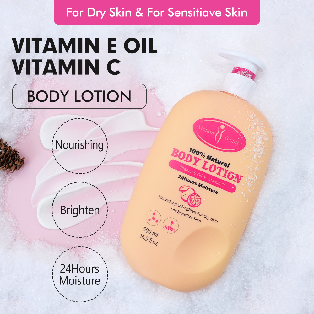 100% Natural 24h Moisturizing Body Lotion Shea Butter Vitamin C Dry Skin Care Hydrating Brightening Vanilla Cashmere Body Lotion