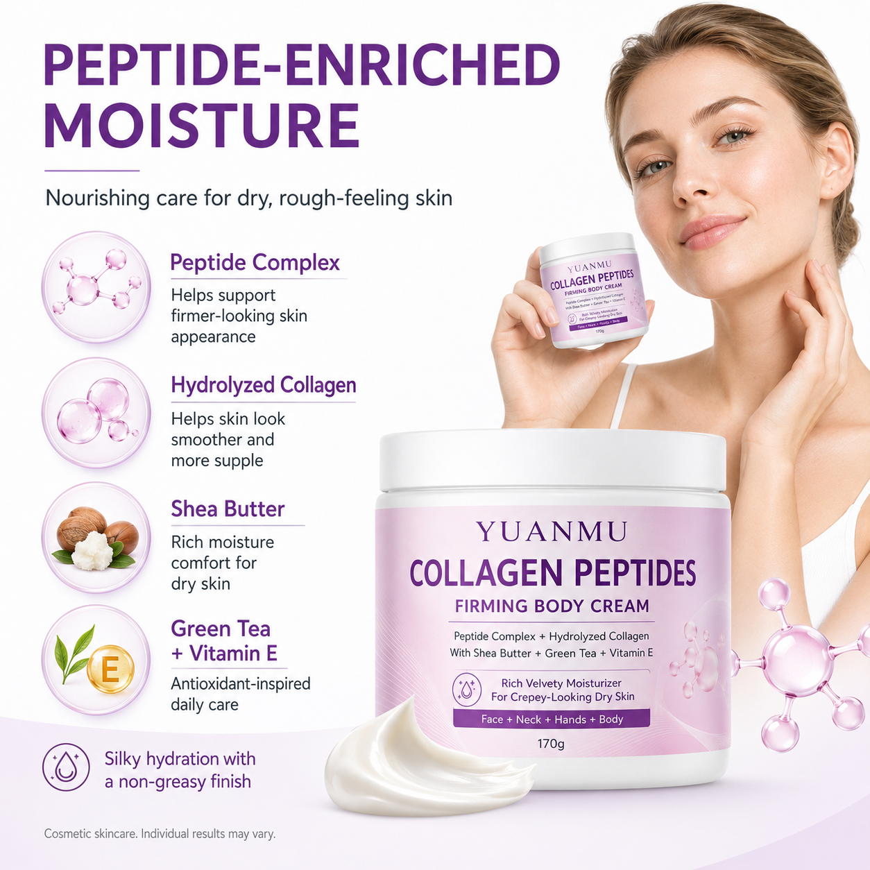 Wholesale Organic Fresh Firming Brightening Anti Wrinkle Hydrating Lightening Moisturizing Collagen Peptides Body Cream