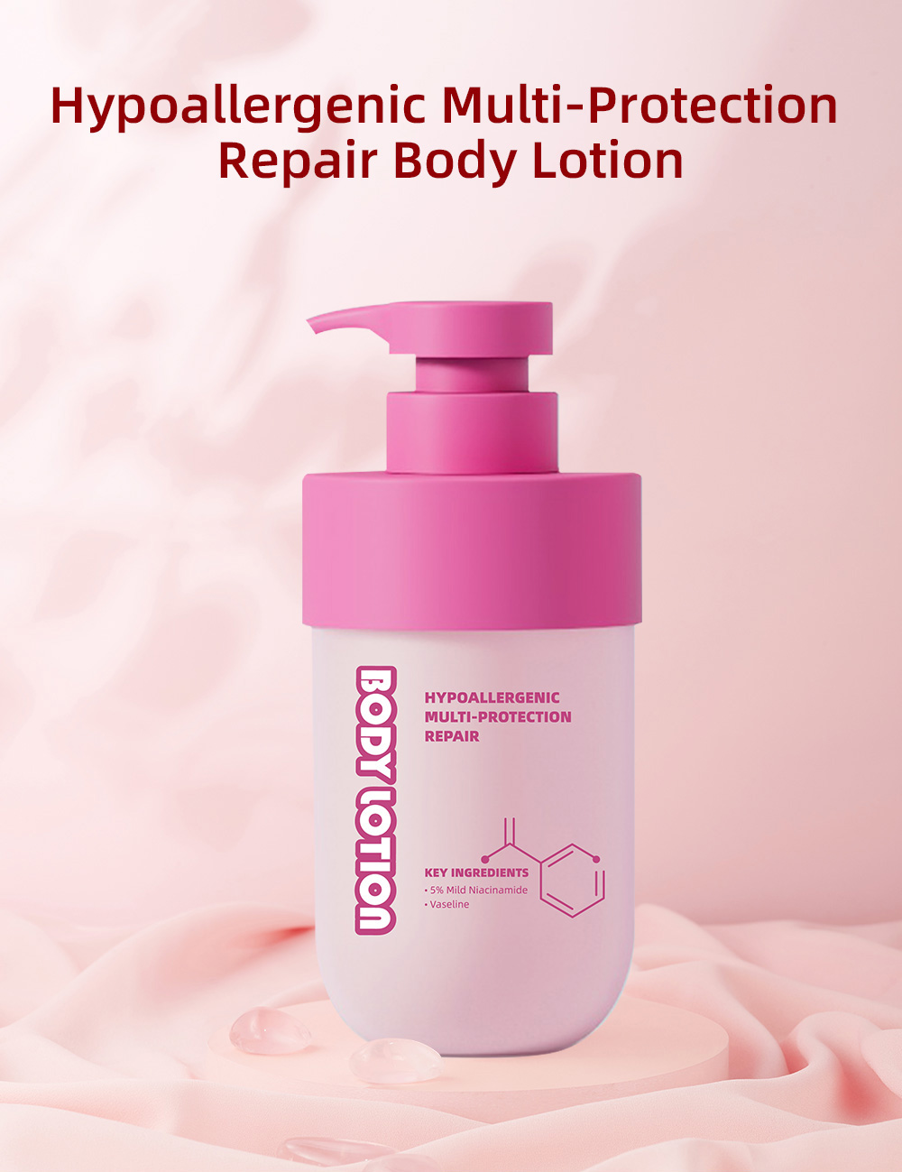 Low-Allergen Multi-Effect Repair Whitening Moisturizing Collagen Glutathione Body Lotion