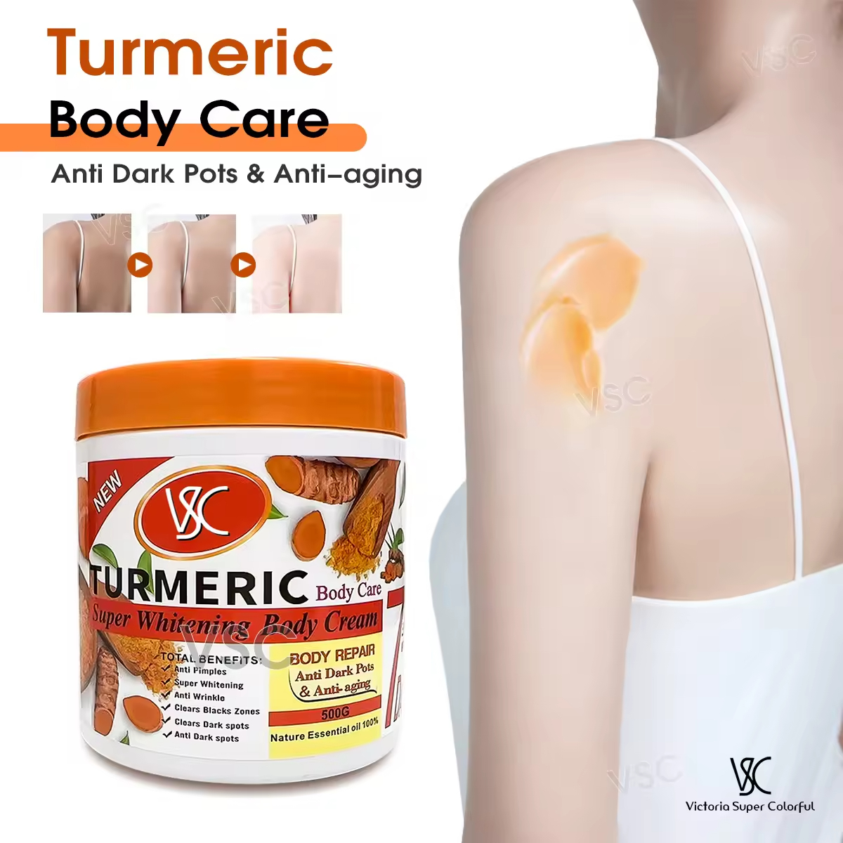 Wholesale OEM Turmeric Body Lotion 7 Days Super Whitening Anti-Aging Wrinkle Removing Exfoliating Fresh Fragrance Evening Use