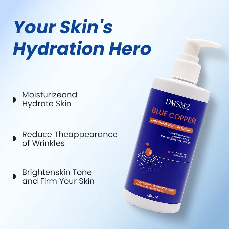 Delivers Deep Hydration and Improves Skin Elasticity Hyaluronic Acid Blue Copper Peptide Anti-Aging Body Lotion