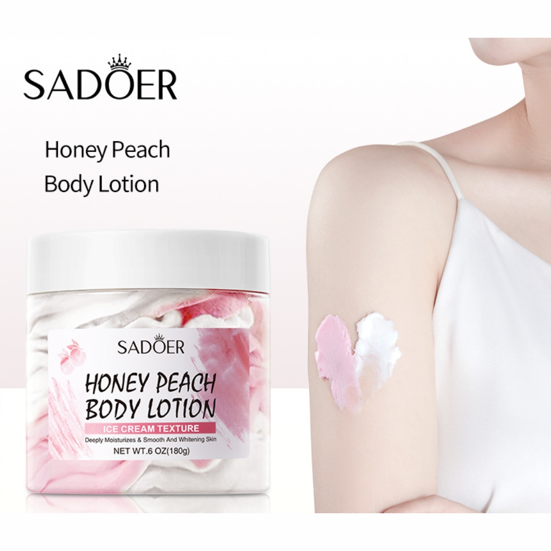 SADOER High Quality Ice Cream Texture Deeply Moisturizing &amp; Sommth Whitening Skin Cream Honey Peach Body Lotion