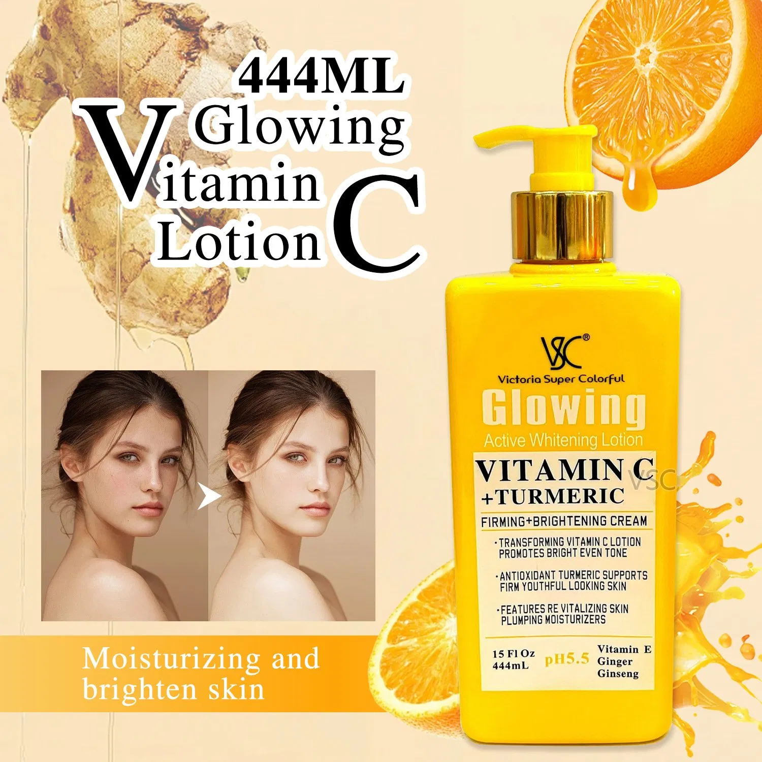Professional Skincare Vitamin C Skin Brightening Cream Whitening Effective Body Lotion