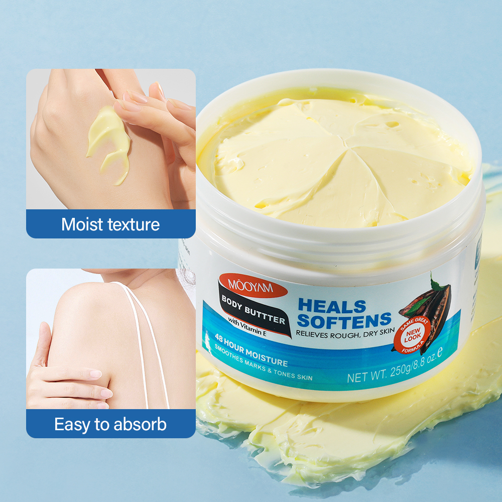 Private Label Korea Butter Shea Butter Body Vitamin E Cream Anti-dry Moisturizing Body Cream Whitening Vegan Body Lotion 250g