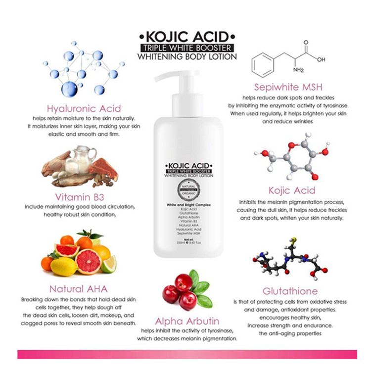 OEM Custom Vegan Kojic Acid Skin Brightening Whitening Body Lotion